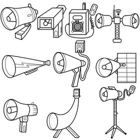 Megaphone set black and white vector