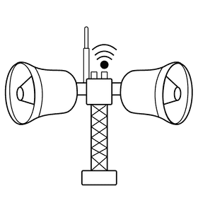 Megaphone tower black and white clipart