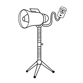 Stand megaphone black and white clipart
