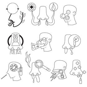 Nose set black and white vector