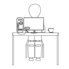 Software engineer drawing black and white clipart