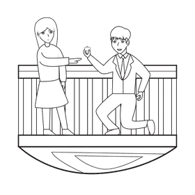 Proposal At Public black and white clipart