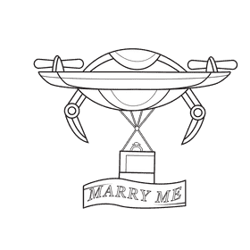 Proposal With Drone black and white clipart