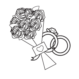 Proposal With Flower black and white clipart
