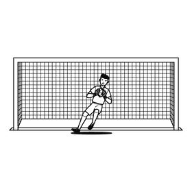 Soccer Goal Post Blocked black and white clipart