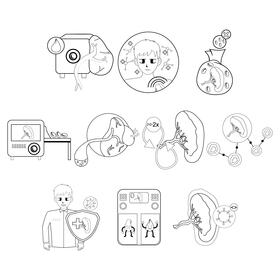 Spleen  set black and white vector