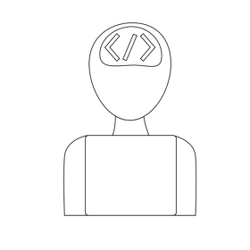 Software developer drawing black and white clipart