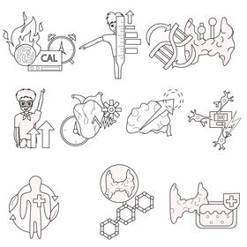 Thyroid set black and white vector