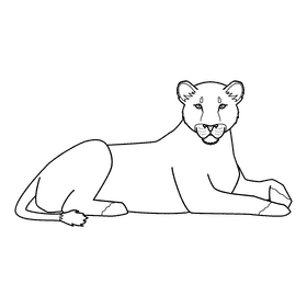 Lioness Relaxing black and white clipart