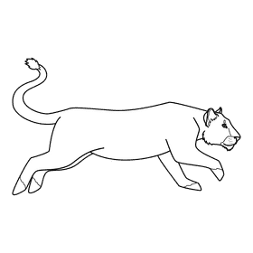 Lioness Running black and white clipart