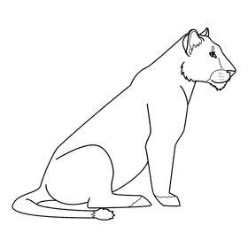 Lioness Sitting black and white clipart