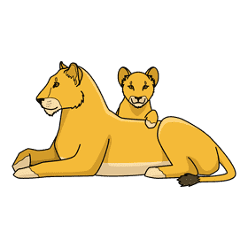 Lioness With The Cub clipart