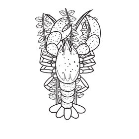 Lobster Blue Rare black and white clipart