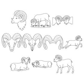 Ram  Set black and white vector