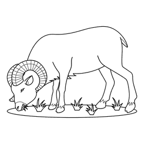 Ram Eating black and white clipart