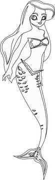 Mermaid girl black and white clipart