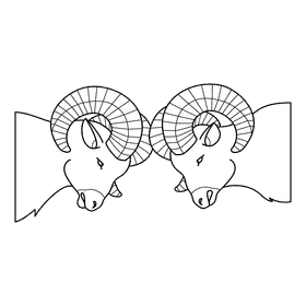 Ram Fighting black and white clipart