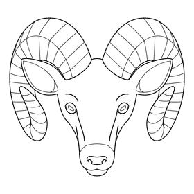 Ram Head black and white clipart