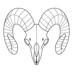 Ram Head Skull black and white clipart