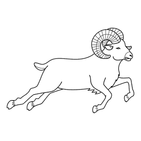 Ram Running black and white clipart