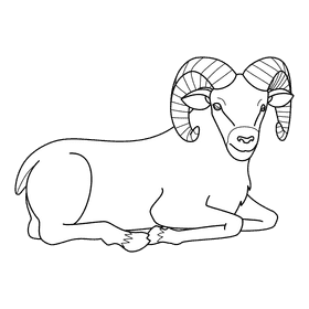 Ram Sitting black and white clipart