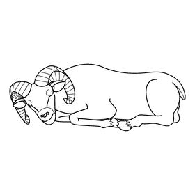 Ram Sleeping black and white clipart
