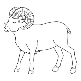 Ram Standing black and white clipart