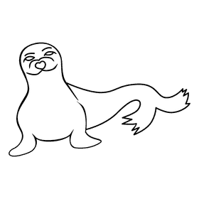 Sealion relaxing black and white clipart
