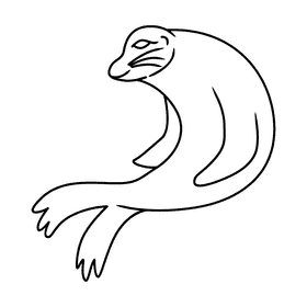 Sealion sitting black and white clipart