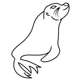 Sealion standing on flipper black and white clipart