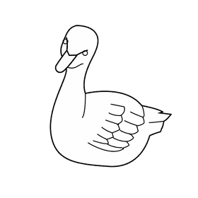 Cute swan black and white clipart