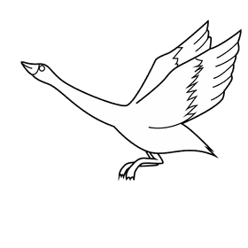 Flying swan black and white clipart