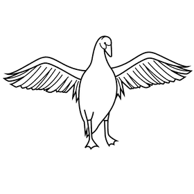 Wide wings swan black and white clipart