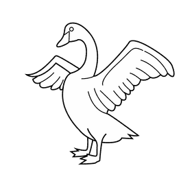 Wings swan black and white clipart