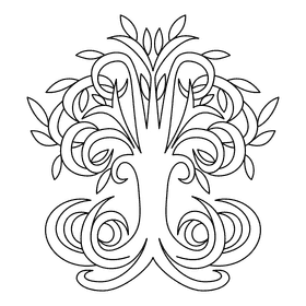Tree Of Life Rainbow Tree black and white clipart