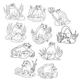 Badger Set black and white vector
