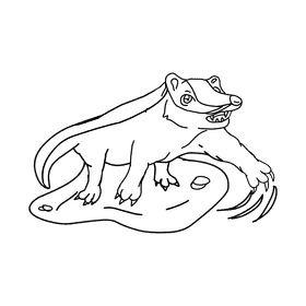 Badger Attack black and white clipart