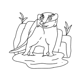Badger In Water black and white clipart