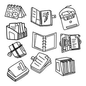 Binder Set black and white vector