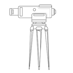 Total station surveyor equipment drawing black and white clipart