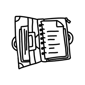 Binder Zipped black and white clipart