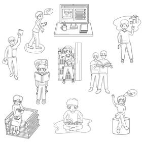 Book Club Set black and white vector