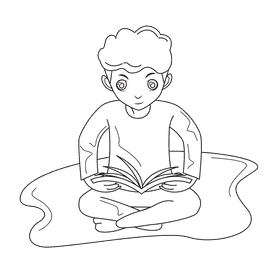 Book Club Reading black and white clipart