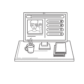 Book Club Virtual black and white clipart