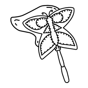 Bubble Wand Butterfly black and white clipart