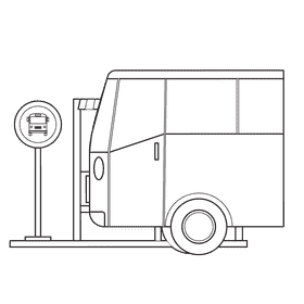 Bus Stop Arriving black and white clipart