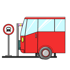 Bus Stop Arriving clipart