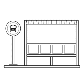 Bus Stop Bus Stand black and white clipart