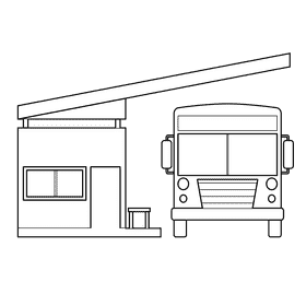 Bus Stop Bus Station black and white clipart