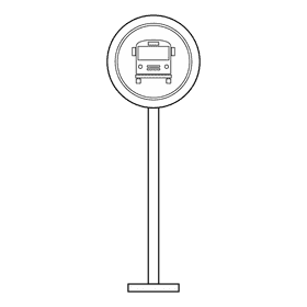 Bus Stop Circle Sign black and white clipart